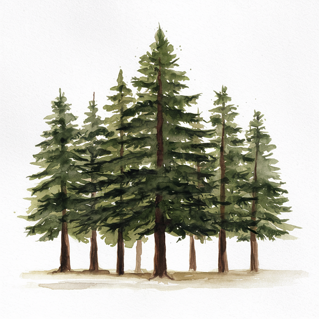 Free ai generated conifers forest illustration