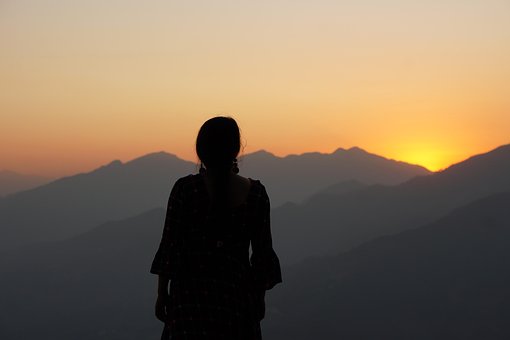 Frau, Natur, Silhouette, Sonnenuntergang