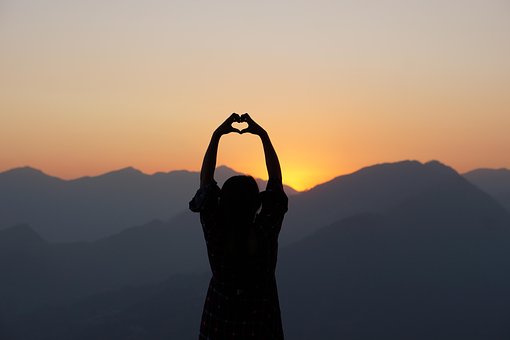Silhouette, Sonnenuntergang, Frau