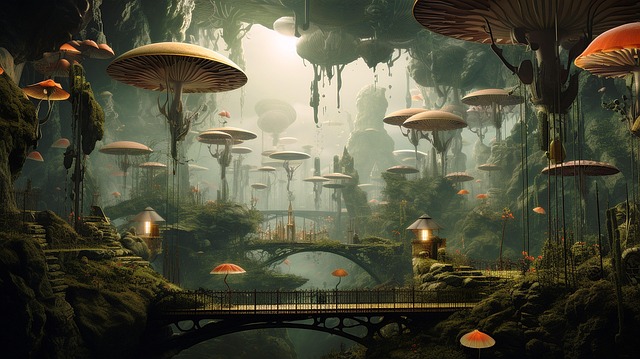 Free ai generated lunar metropolis celestial cityscapes illustration
