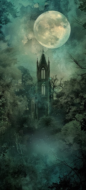 Free ai generated night castle illustration