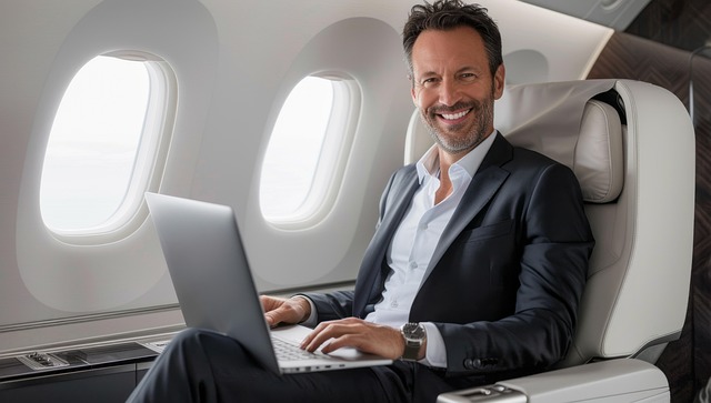 Free businessman travel plane illustration