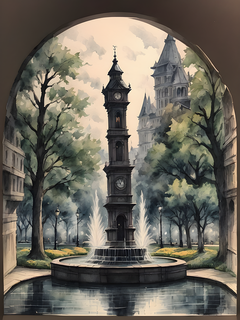 Free ai generated clock tower illustration