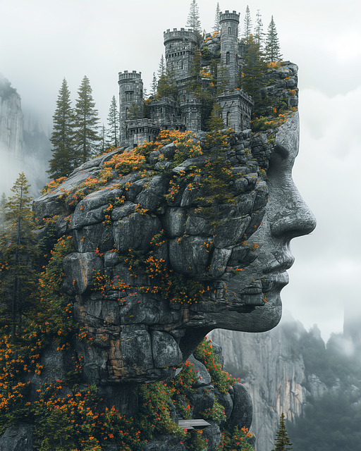 Free ai generated mountains head illustration