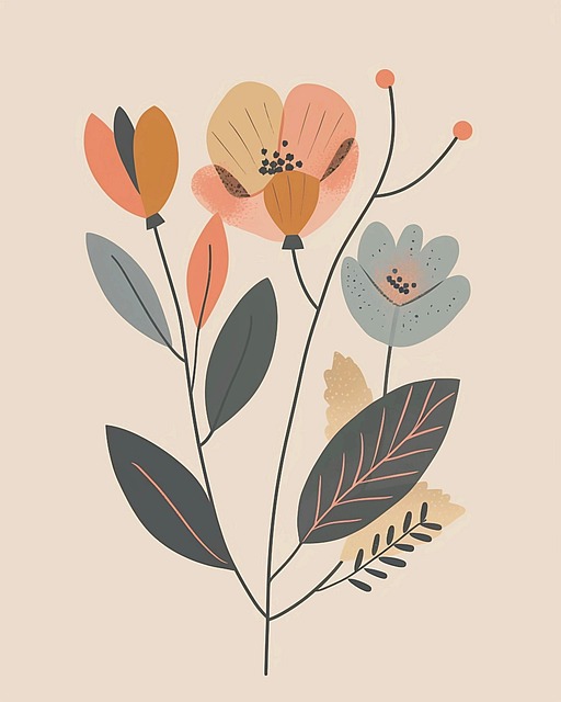 Free ai generated flowers nordic folk art illustration