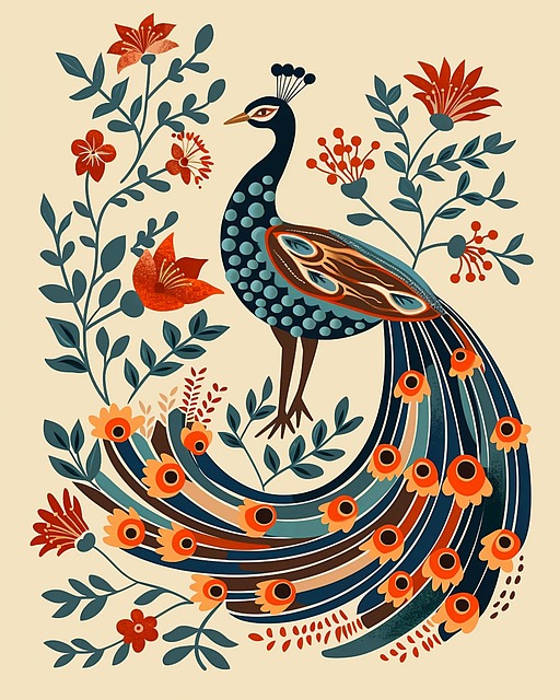Free ai generated bird peacock illustration