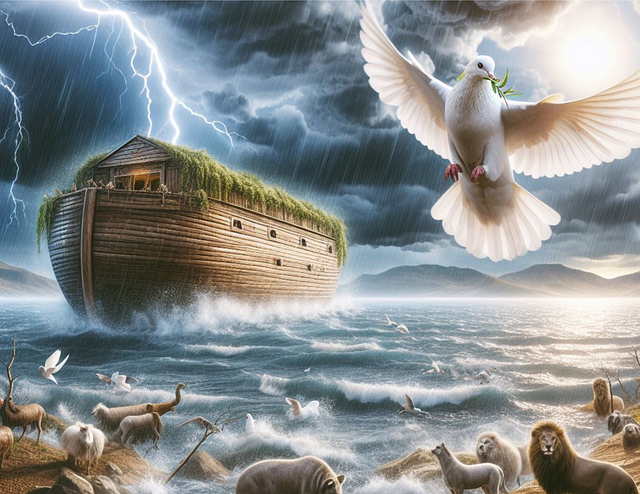 Free noah's ark flood storm illustration