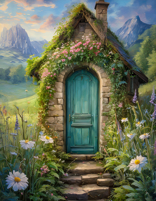 Download free HD stock image of Ai Generated Cottage Free ai generated cottage flowers illustration