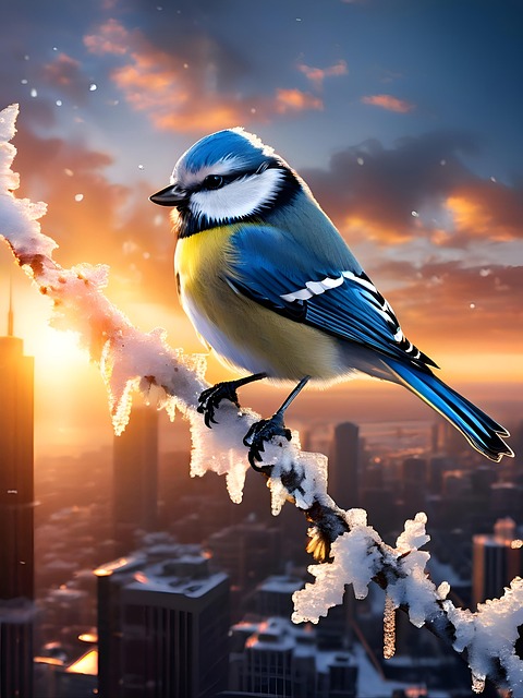Free ai generated blue tit bird illustration
