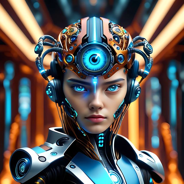 Free ai generated woman cyborg illustration