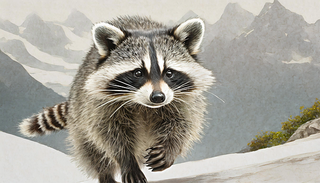 Free ai generated raccoon snow illustration