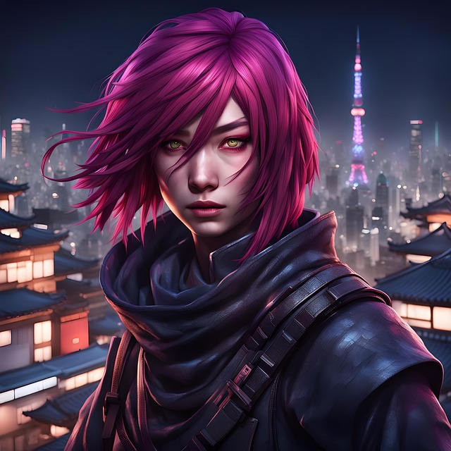 Free japanese woman ninja illustration