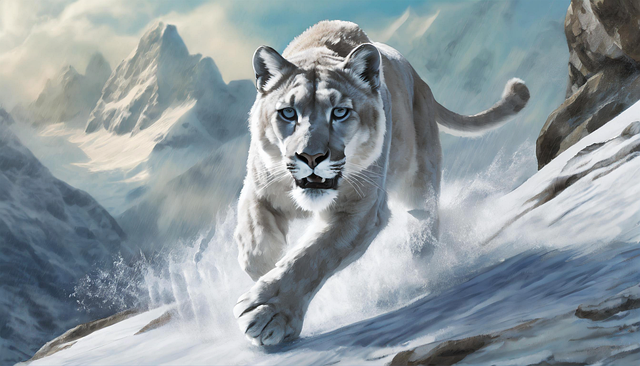 Free mountain lion winter puma illustration