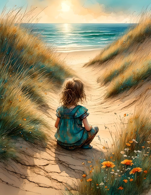 Kind, Strand, Dünen, Meer, Sun, Pfad