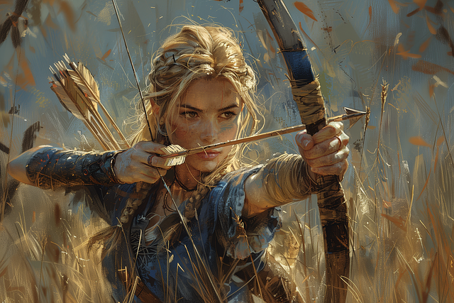 Free woman hunter archer illustration
