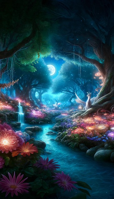 Free ai generated stream glowing illustration