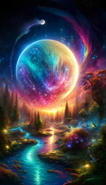 Free ai generated stream glowing illustration