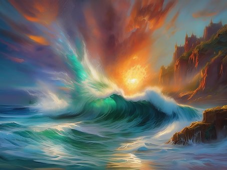 Волны, Пляж, Море, Океан, Заход Солнца