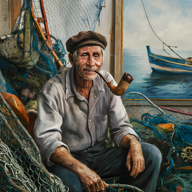 Free ai generated fisherman sea illustration