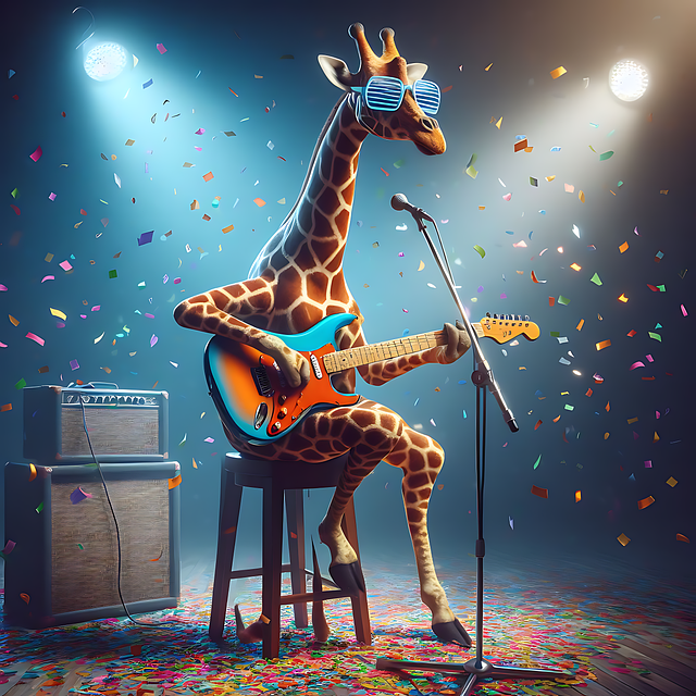 Download free HD stock image of Giraffe Fantasy Free giraffe fantasy guitar illustration