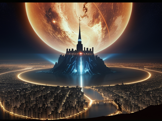 Fortaleza, Ciudad, Oscuro, Luna, Luz