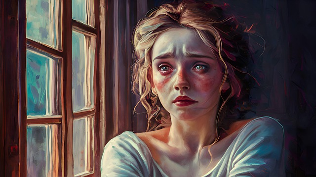 Free ai generated girl sad illustration