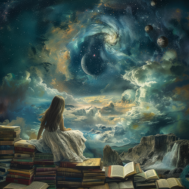 Free ai generated woman books illustration