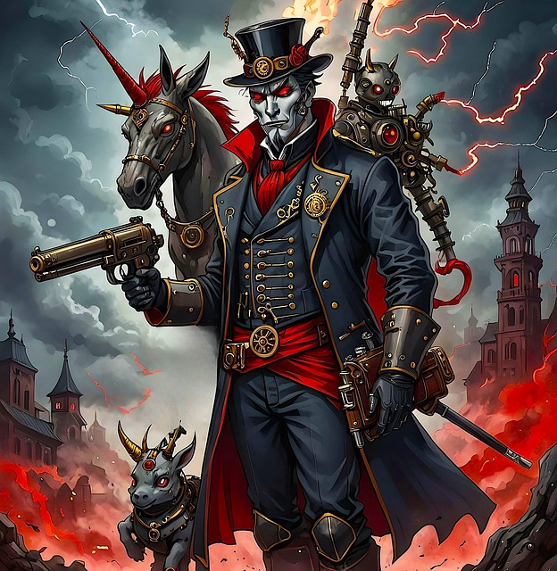 Free ai generated steampunk evil illustration