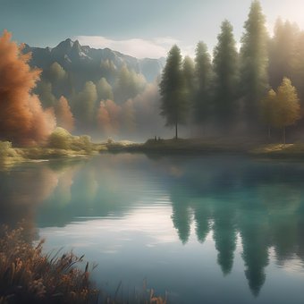 Free Ai Generated Lake illustration and picture