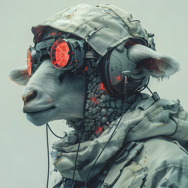 Free abstract cyberpunk sheep illustration