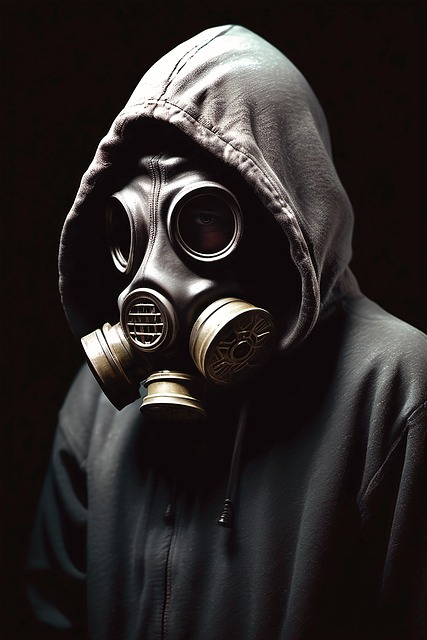 Mann, Porträt, Gasmaske, Maske, Kapuze