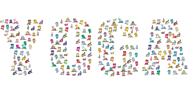 Free cats yoga typography vector