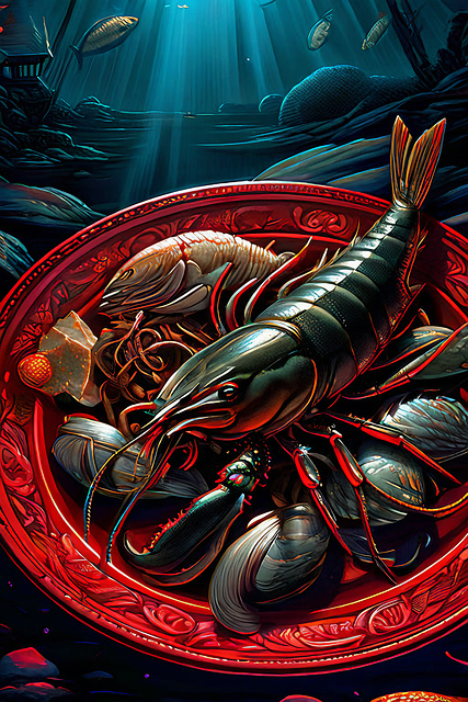 Free seafood lobster shrimp illustration