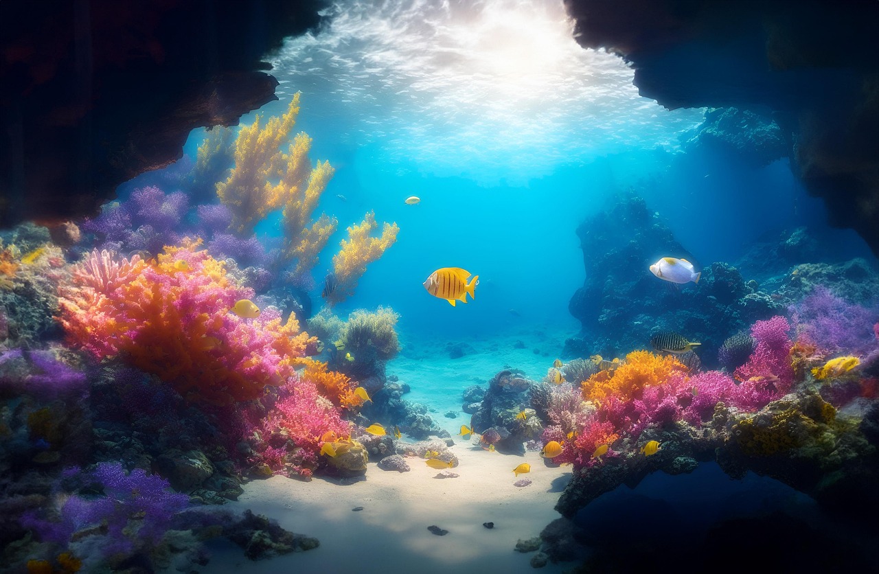 Free snorkeling depth fish tank illustration