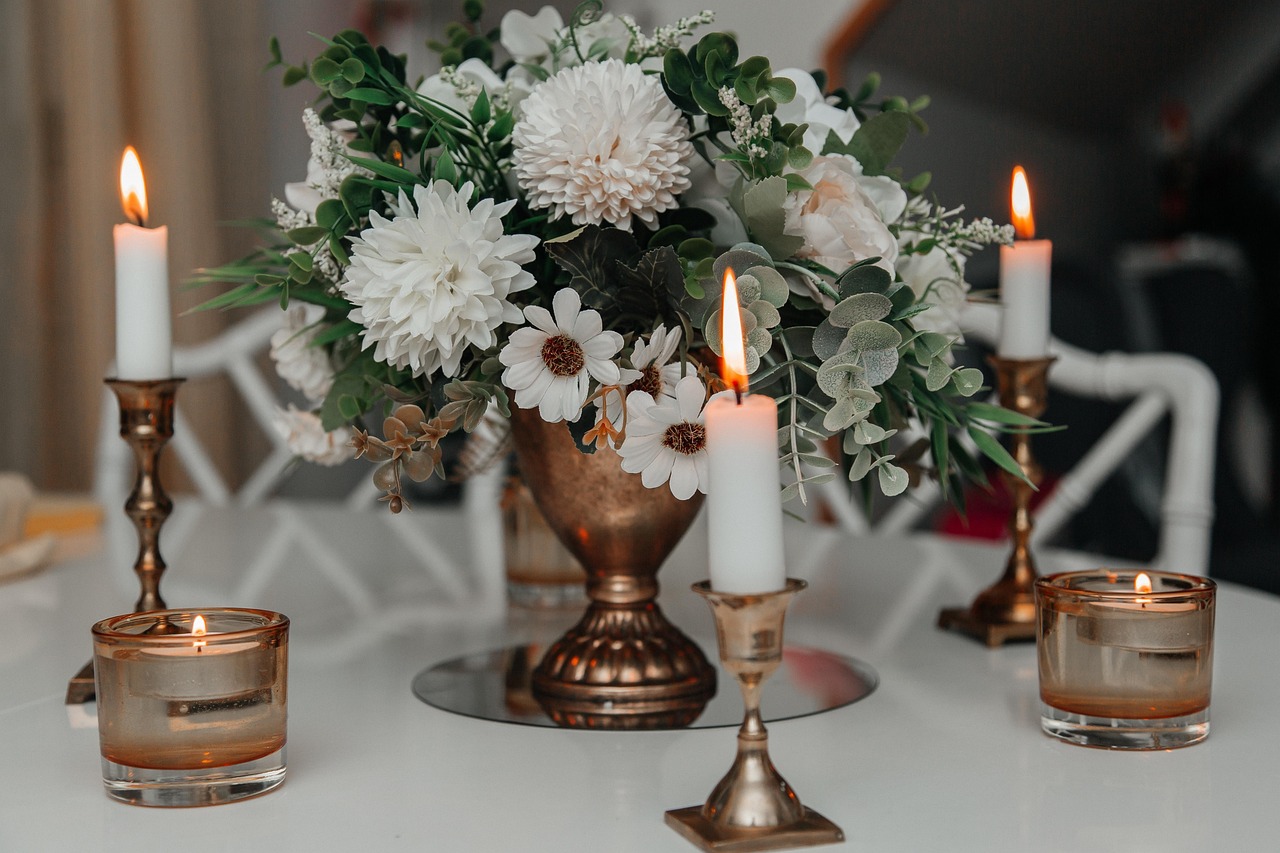 Lilin, Bunga-Bunga, Cahaya, Api