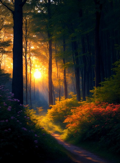 Free bäume wald frühling illustration