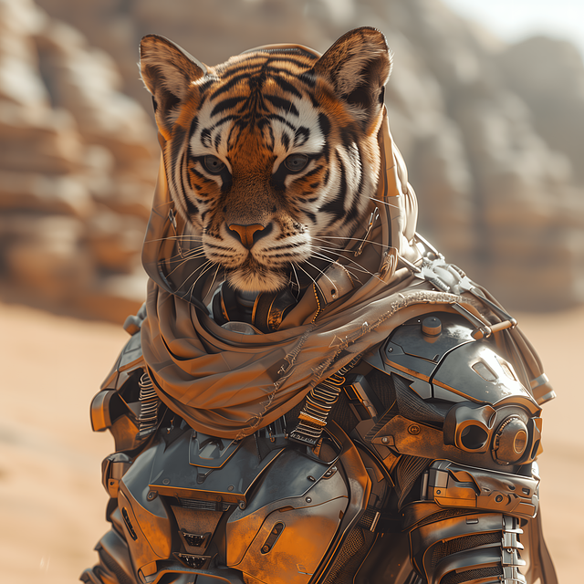Free ai generated tiger armour illustration