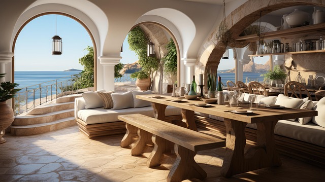 Free ai generated villa living room illustration