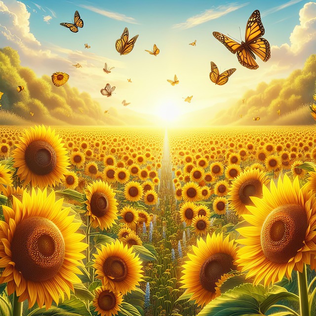 Free ai generated sunflowers field illustration