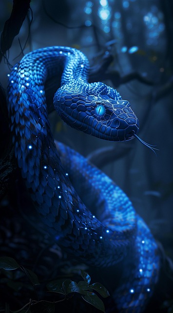 Free ai generated snake blue scales illustration