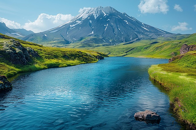 Free ai generated river mountain illustration