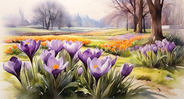 Free ai generated flowers crocuses illustration