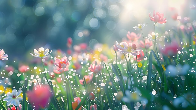 Ai Generado, Flores, Primavera, Paisaje