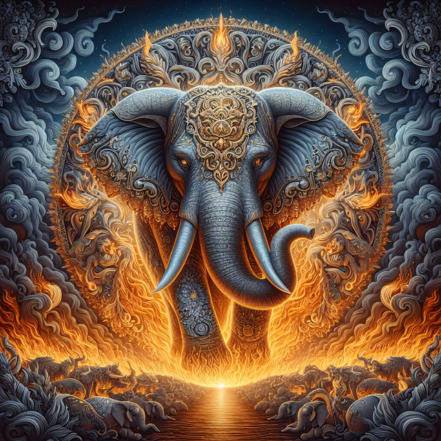 Free ai generated elephant fire illustration