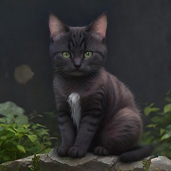 Free Cat Black Cat ai generated image and illustration