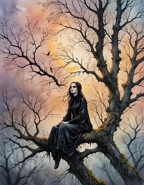 Free ai generated woman goth illustration