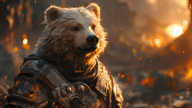 Free ai generated polar bear armor illustration