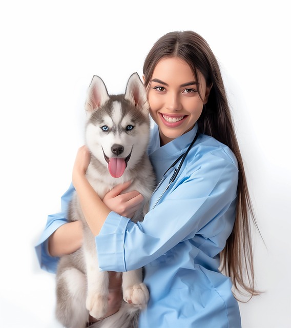 Free ai generated veterinarian husky illustration