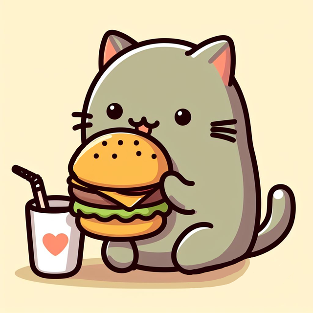 Gato, Hamburguesa, Dibujos Animados