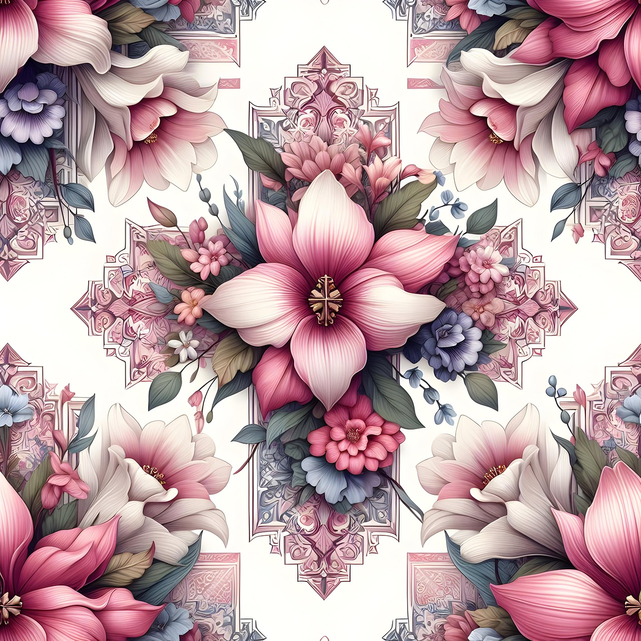 Download Pattern, Flowers, Leaves. Royalty-Free Stock Illustration ...
